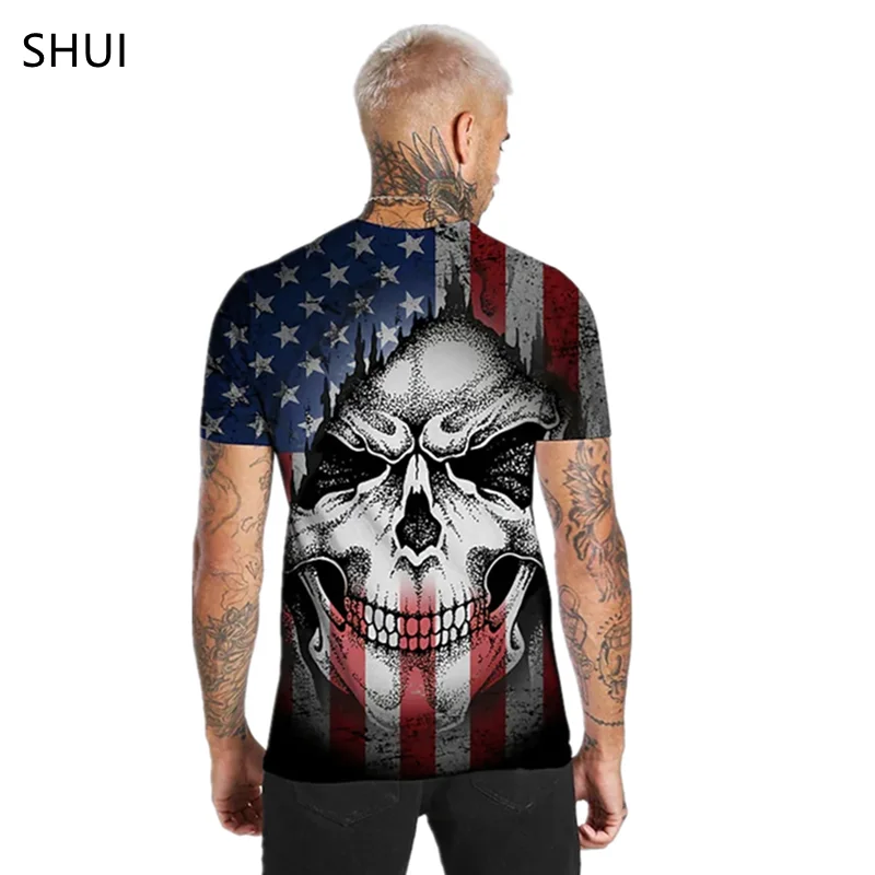 Summer New Men's T-shirt American Flag 3D Printing Men's Short-Sleeved Breathable Round Neck Street Fashion Casual Shirt XXS-6XL