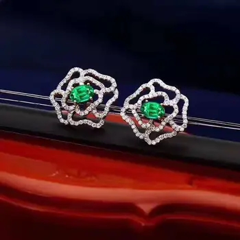 

Natural emerald Earring fashionable gem quality 925 silver 3X5mm