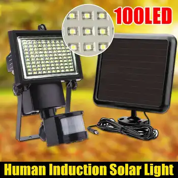 

100LED Solar Lights Split Solar lamp Waterproof Outdoor Garden Human Body induction Wall Light W/4.5M Cable Home Security Light