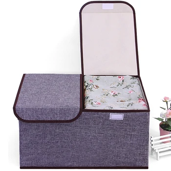 

New Double-Cover Storage Box Cotton And Linen Receipt Boxes Clothes Stuffed Animals Toys Office Supplies Foldable Organizer Bin