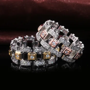 

Huitan Hiphop Half Gold/Rose Gold Color Punk Male Rings Luxury Hollow Power Strength Men Accessories Finger Rings Dropshipping