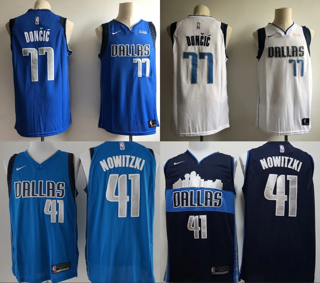 dal A+++ Качественная мужская одежда для взрослых#41 Dirk Nowitzki 77 Luka Doncic Jersey Dallas
