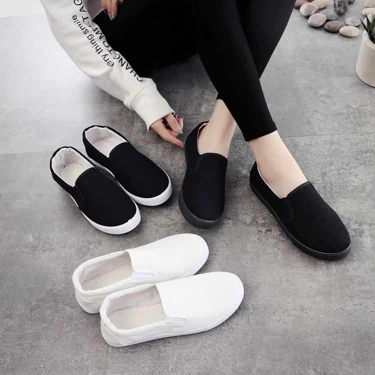 

2019 cloth shoes small white flat bottom breathable student board shoes factory direct S3YY