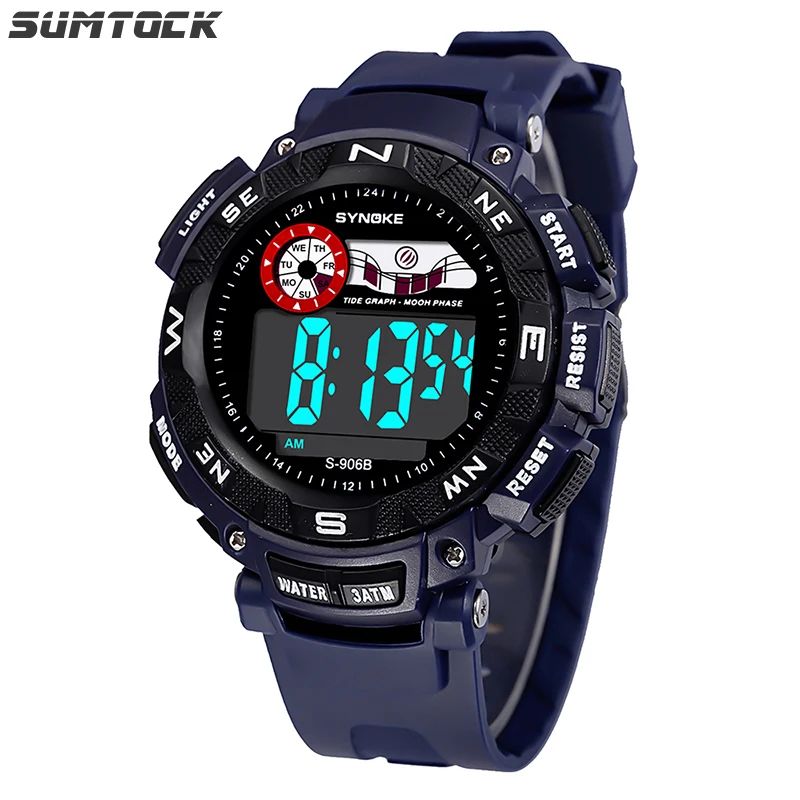 SYNOKE часы цифровые спортивные мужские часы с будильником срок службы 30 м Водонепроницаемые Универсальные часы с таймером relojes digitales para hombre