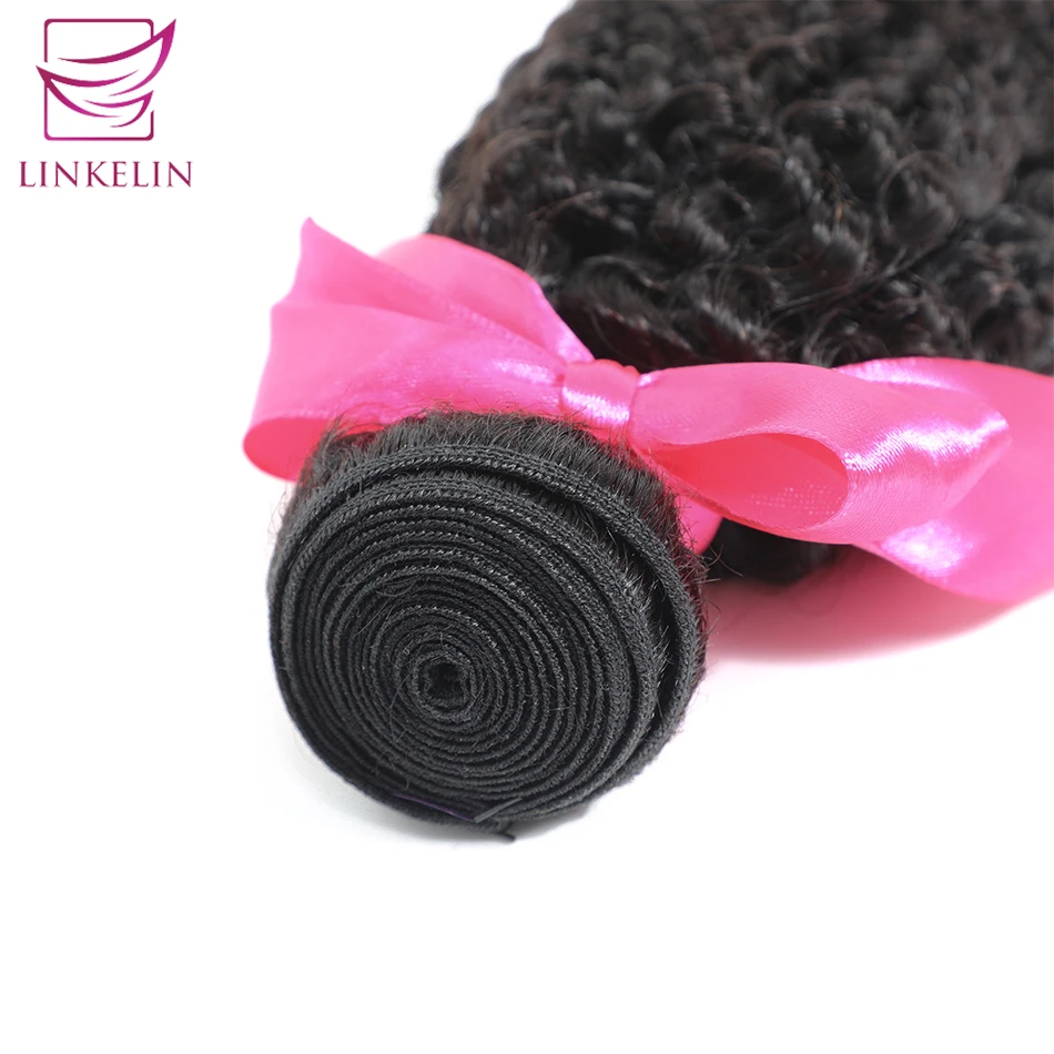LINKELIN HAIR Mongolian Kinky Curly Hair Remy Human Hair Weave Bundles Natural Color Can Order 1/3/4 Bundles Hair Extensions