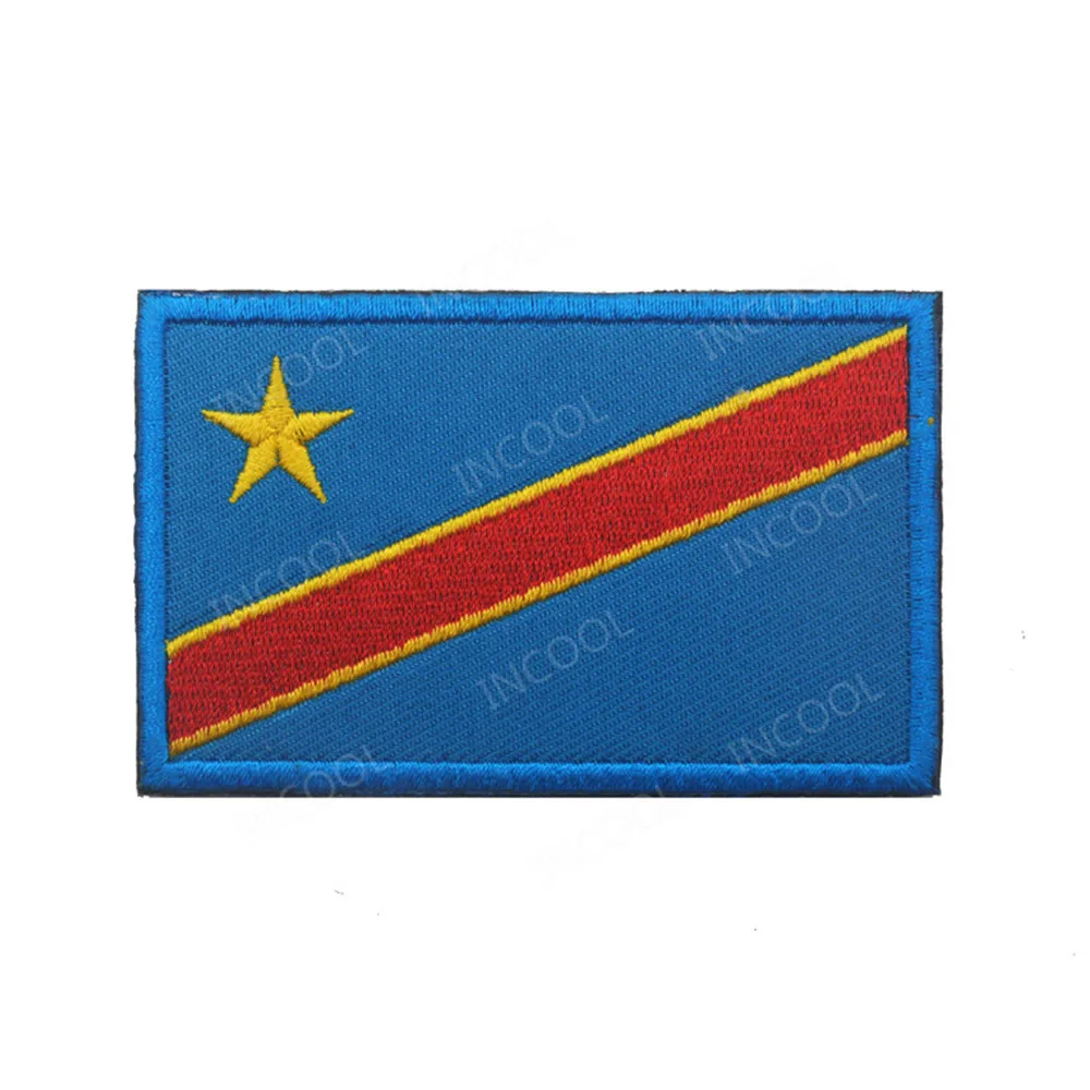 Congo Flag Южная Африка, Египет, Кения, Нигерия, Ангола, туника, Марокко, Судана, Мальты, флаги, вышитые патчи-эмблемы, Аппликации, 3D значки - Цвет: Congo Flag