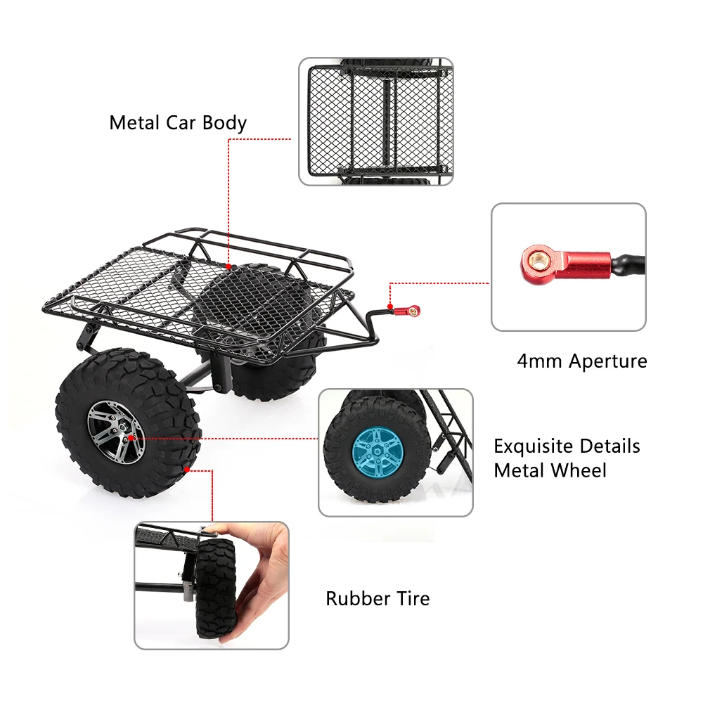 Прицеп, автомобиль, Хоппер Трейл для 1/10 Traxxas HSP Redcat RC4WD Tamiya Axial SCX10 D90 HPI RC Гусеничный Автомобиль DIY