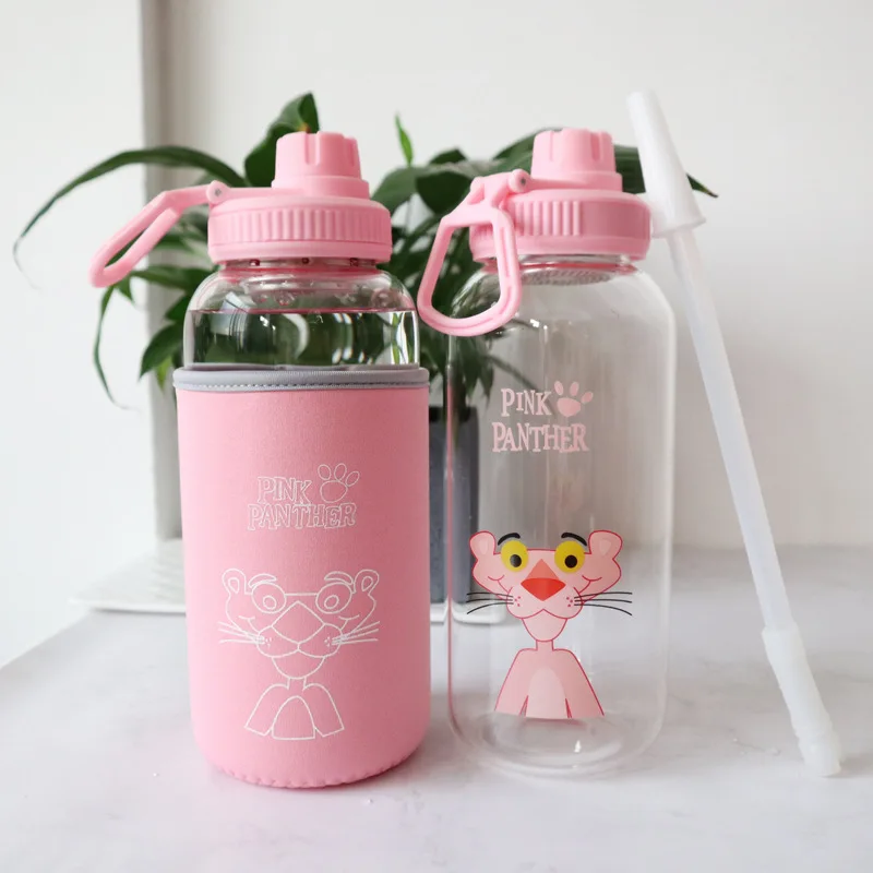 Милое животное мультфильм стеклянная бутылка для воды Спортивная бутылка для кемпинга стакан с соломинкой здоровый контейнер для воды Дети Рождественские подарки для девушек