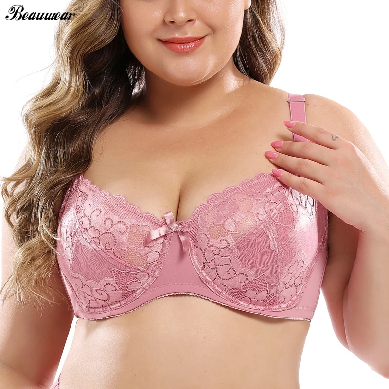 

Beauwear Lace Bras Half Transparent Underwire Bralette Sexy Lingerie Underwear Perspective Plus Size Large Cup 36DD-46DDD