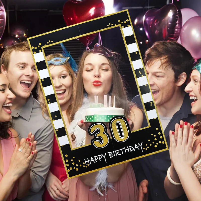 1st 18th 21th 30th 40th 50th 60th Happy Birthday Photo Booth Frame Paper Photography Props Birthday Party Anniversary Decor