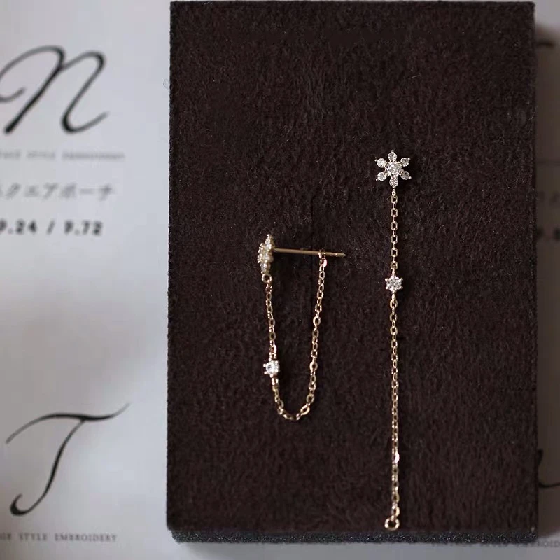 Серьги из чистого золота 9 к модные квадратные циркониевые серьги подвески в виде