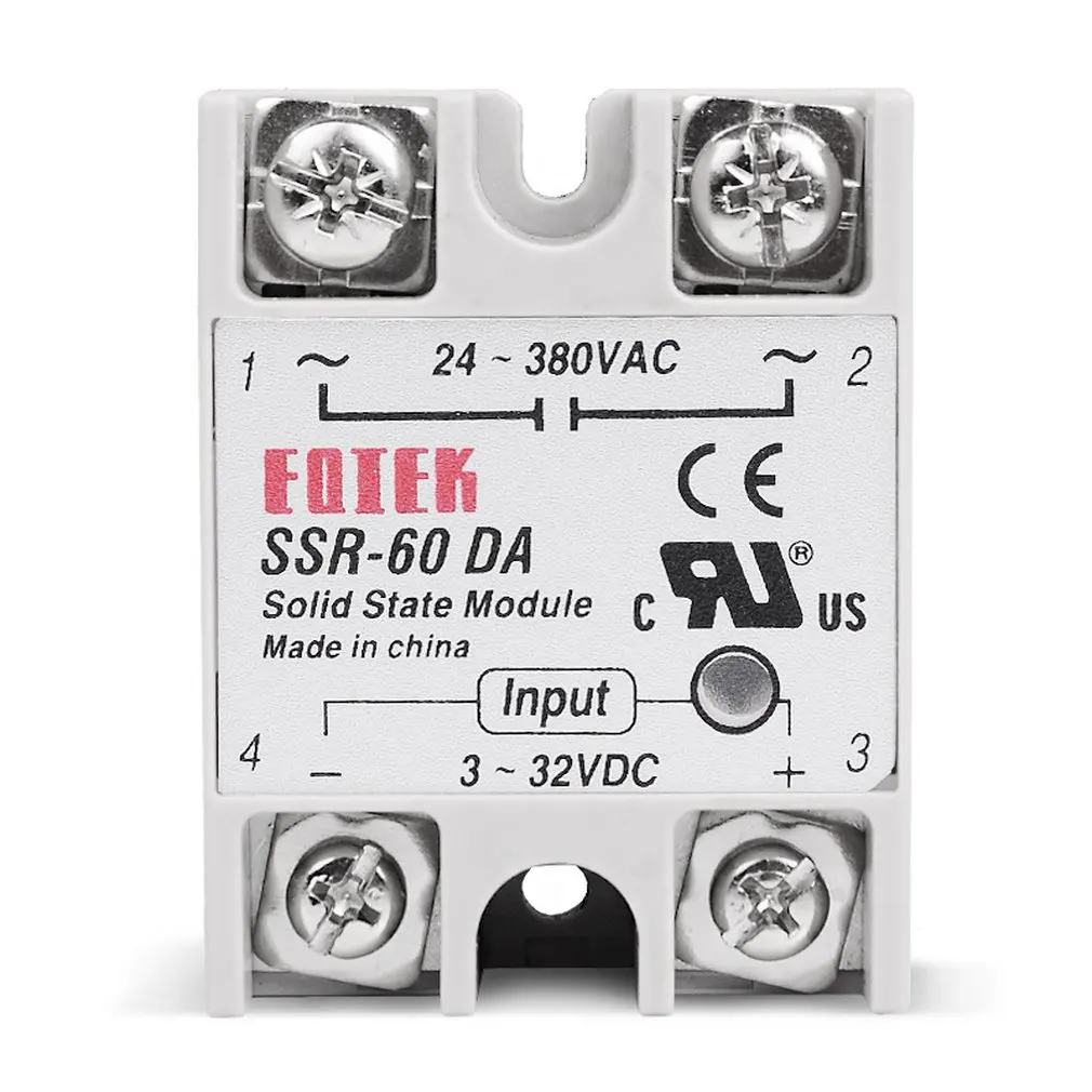 Твердотельное реле DC-AC 10A 25A 40A 60A 80A 100A 12V 3-32V DC до 220V 24-380V AC нагрузки однофазный SSR для контроля температуры - Цвет: 60DA