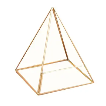 

Terrarium Storage Box Glass Jewelry Holder Pyramid Tabletop Succulent Plant Terrarium Holder Case（No Plant）