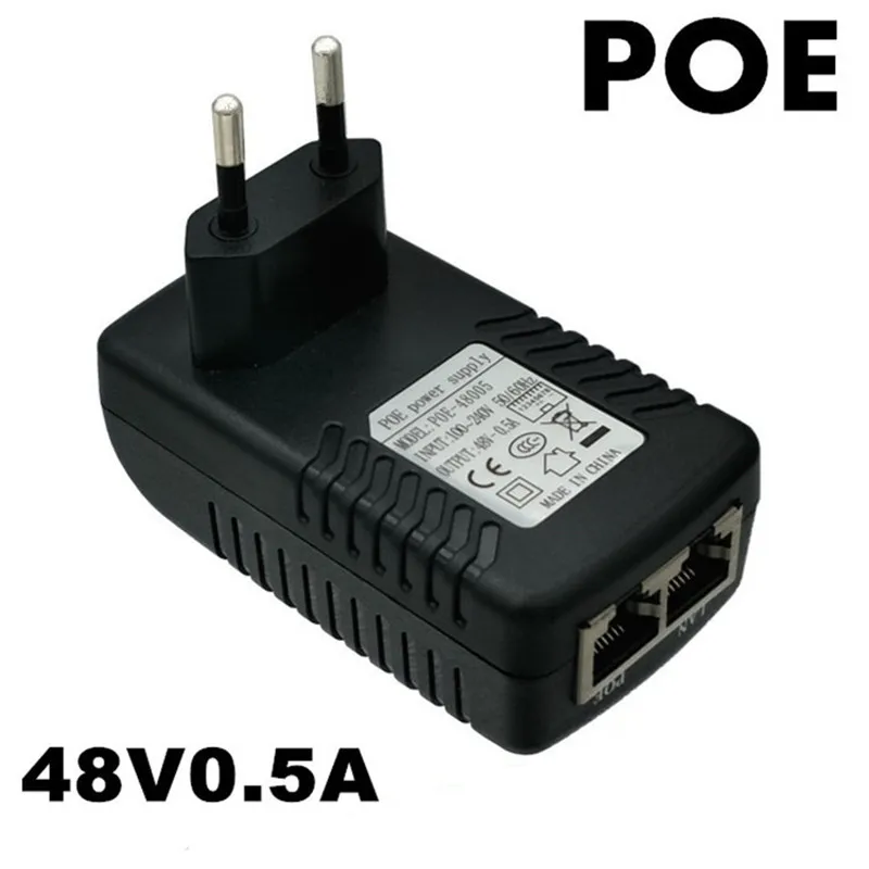 CCTV безопасности AC 110V-240V DC/DC 48V 0.5A POE инжектор Мощность адаптера Ethernet IP Камера