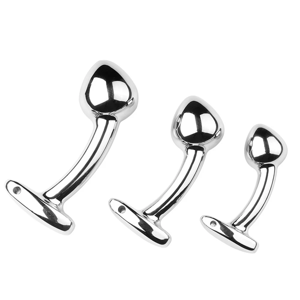Anal Edelstahl Butt Plug Gebogener Prostatamassager Für Erwachsene_voghion.com
