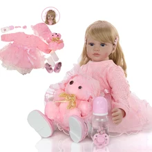 KEIUMI 24 дюйма элегантное платье для новорожденных, для девочек кукла 60 см мягкие виниловый тканевый фон для фотостудии для тела розовый домик для принцессы Реалистичная кукла-младенец Плейбой