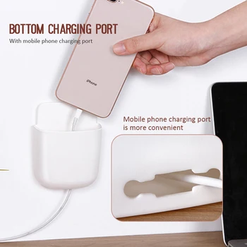

1PC Storage Box Remote Control Air Conditioning Storage Box Mobile Phone Holder Container Wall Mounted Organizer Plug Holder