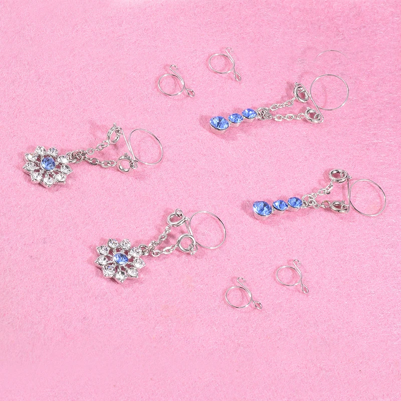 8 Pack Crystal CZ Clip on Fake Nipple Rings, Non Pierced Nipple Studs Rings Shield Body Jewelry for Women Girls
