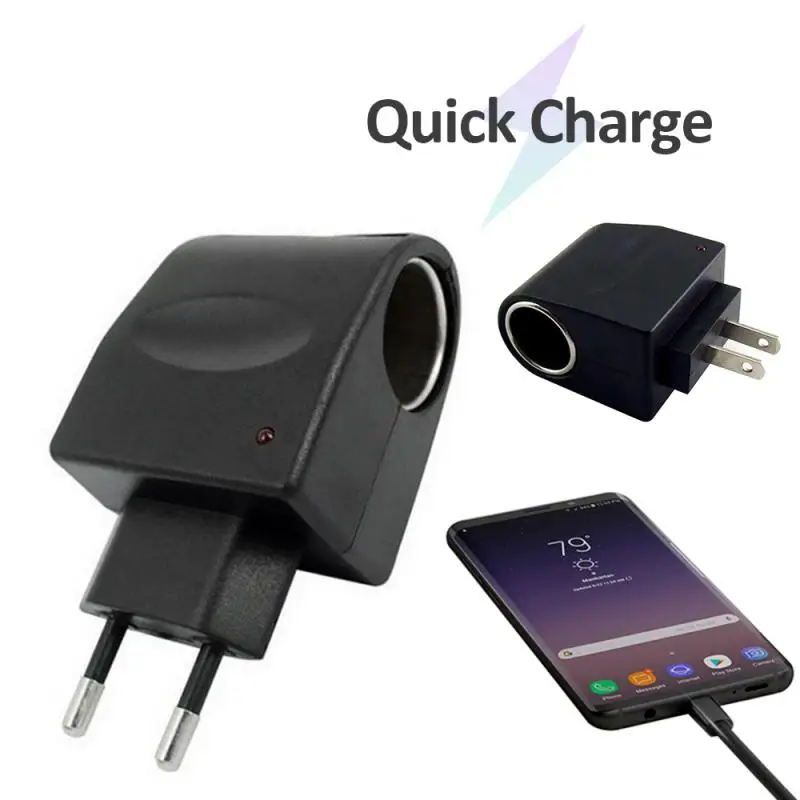 Adaptador de corriente de 12V CC para coche, mechero de 220V CA a enchufe, para enchufe europeo y estadounidense, accesorios para coche, venta al mayor - AliExpress