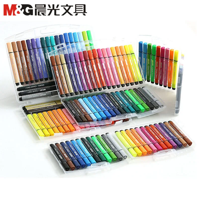 M&G Watercolor Pens Set Soft Head Children Kindergarten Young STUDENT'S for 24 Color 48/36-Washing Brush Painted
