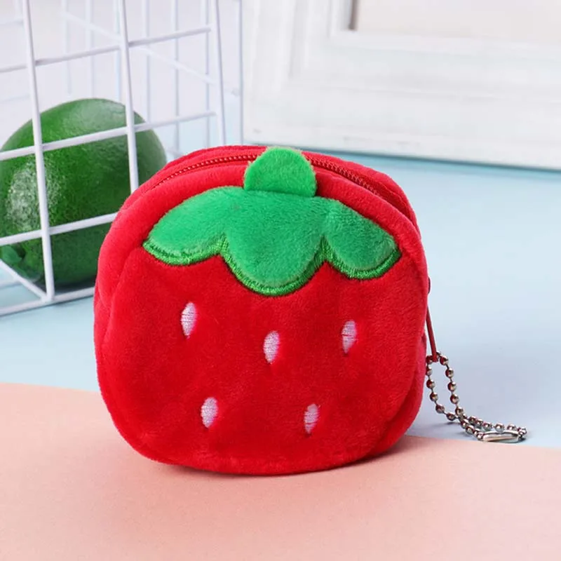 strawberry Мини-кошелек, Детская сумка, короткий кошелек Qute, Детские Мультяшные кошельки с плюшевым маленьким бумажником, пушистый,, быстрая, новинка - Цвет: strawberry