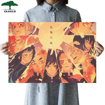 

DLKKLB Poster Vintage Classic Anime Demon Slayer Cartoon Kraft Paper Poster Painting Wall Stickers Home Decorative Wall Art