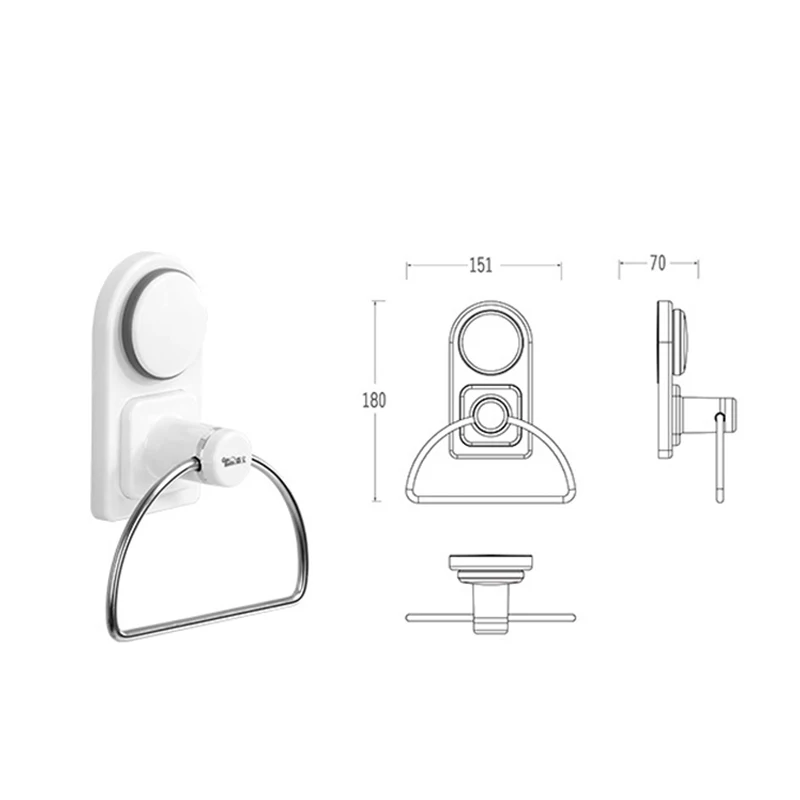 Bathroom Super Strong Vacuum Suction Cup Stainless Steel Towel Ring Bath Accessories High-Class Towel Bar