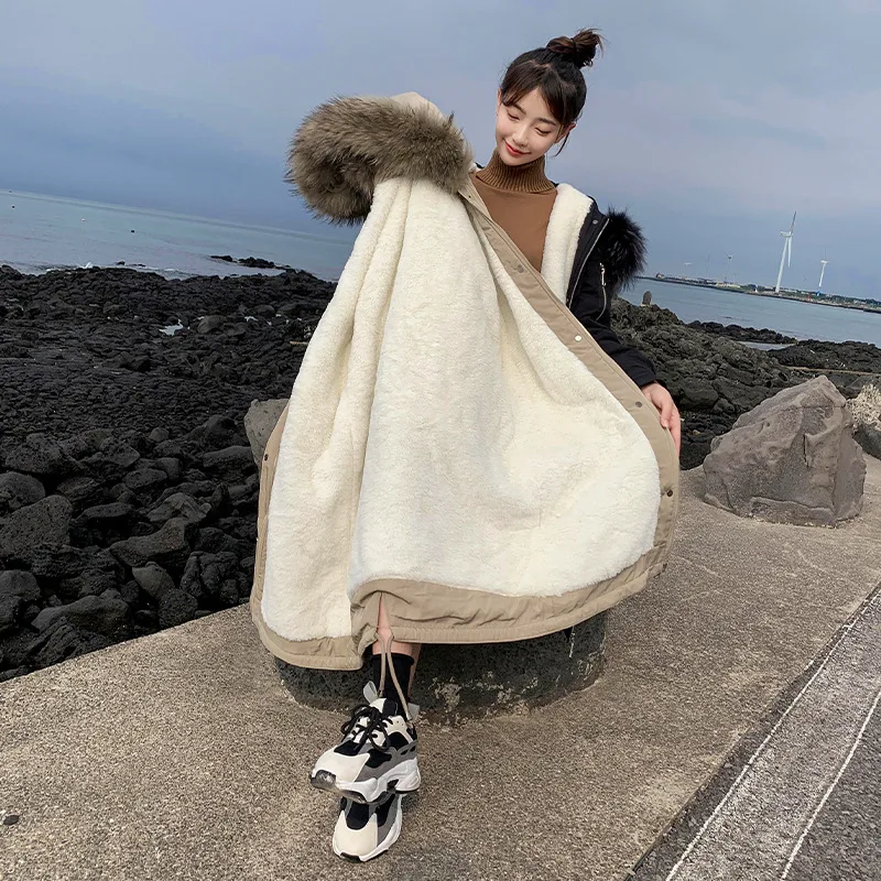 

2019 Autumn And Winter New Style down Jacket Women's Korean-style Long over-the-Knee Loose-Fit BF Waist Hugging Slimming Pike Fu