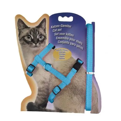 Light Blue Прочный нейлоновый поводок для домашних животных поводок для котенка ремень безопасности Веревка Регулируемый Собачий Ошейник - Цвет: Light Blue