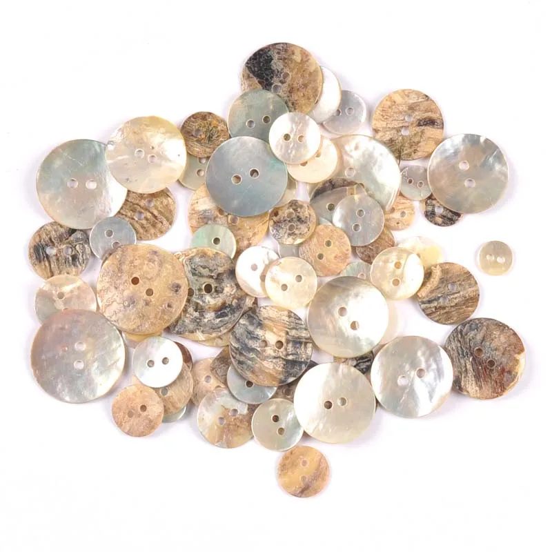 50pcs/lot Natural Shell Buttons Color Mother of Pearl Round 2 Hole Button garment Sewing Accessories DIY trs0399