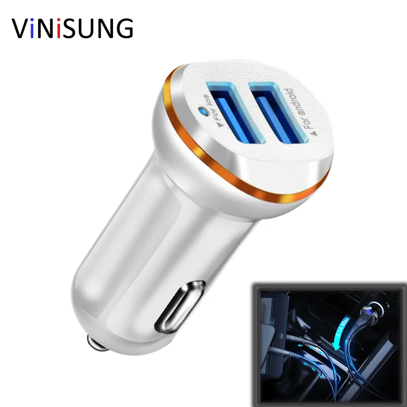 VINISUNG Mini Dual USB Автомобильное зарядное устройство мобильный телефон планшет 3.1A универсальное быстрое зарядное устройство автомобильное зарядное устройство адаптер для iPhone 11 X XS 8 7