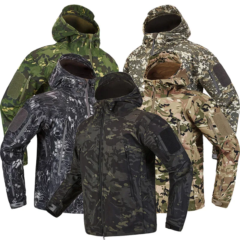 Coat Military-Jacket Shark-Skin Soft-Shell Fleece Camo Windbreaker Men Outdoor Waterproof
