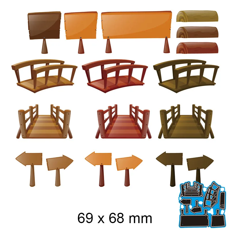 69*68mm Plank Road Sign Cutting Dies Scrapbook Decoration Embossing Paper Craft Album Card Punch Knife Mold | Дом и сад