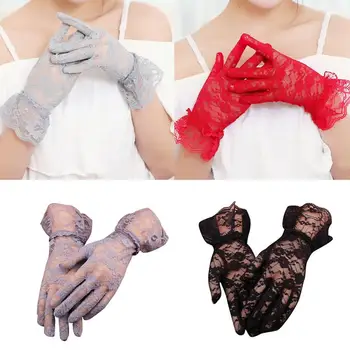 

Wedding gloves lace openwork gloves delicate lace jacquard pattern Short Wrist Gloves Non-slip Short paragraph sunscreen gloves
