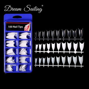 

100/500Pcs Acrylic V Shape False Nail Fake Nail Art Fingernail Oval Professional Full French Half False Nail Tips Art Polish Gel