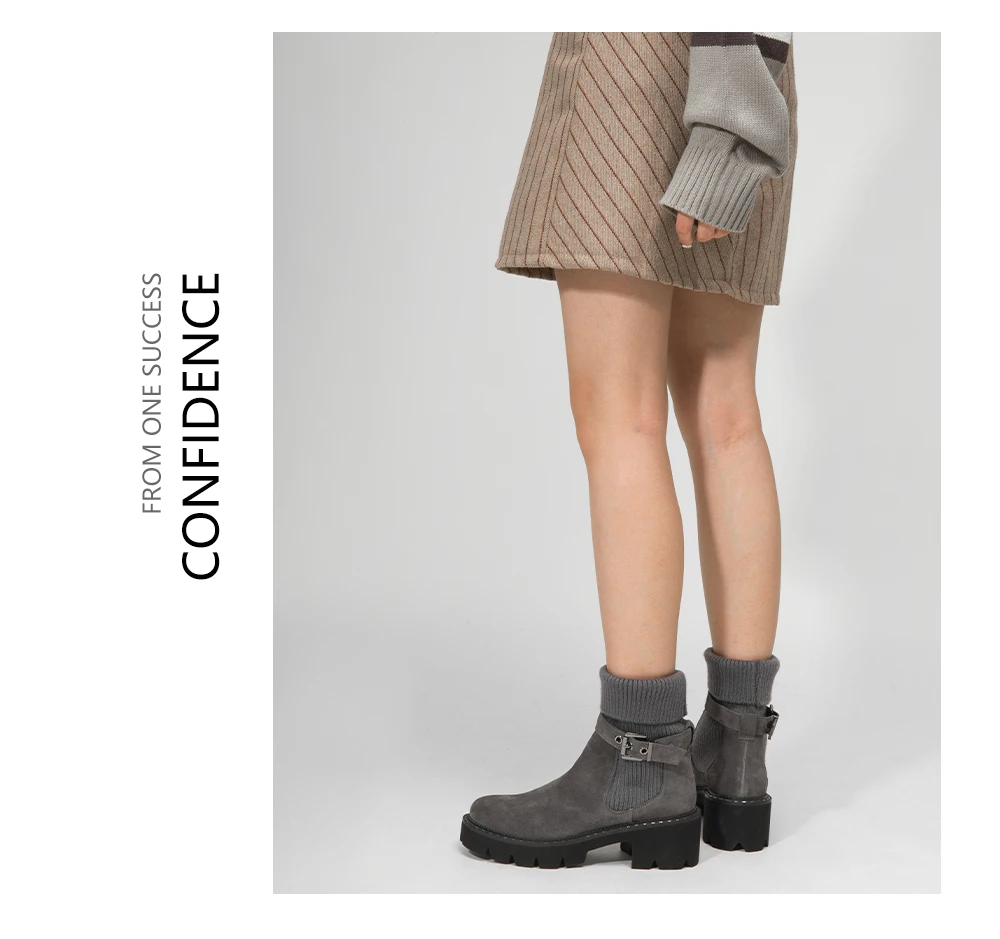 BESCONE/модные женские ботинки до середины икры; обувь ручной работы на квадратном каблуке с пряжкой; новые зимние теплые удобные женские ботинки с круглым носком; BC241