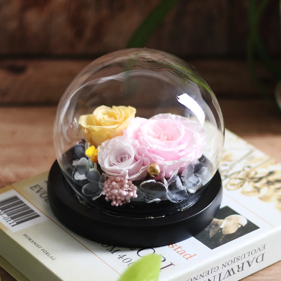 Красавица и Чудовище вечный цветок Роза в колбе свадебное украшение ...