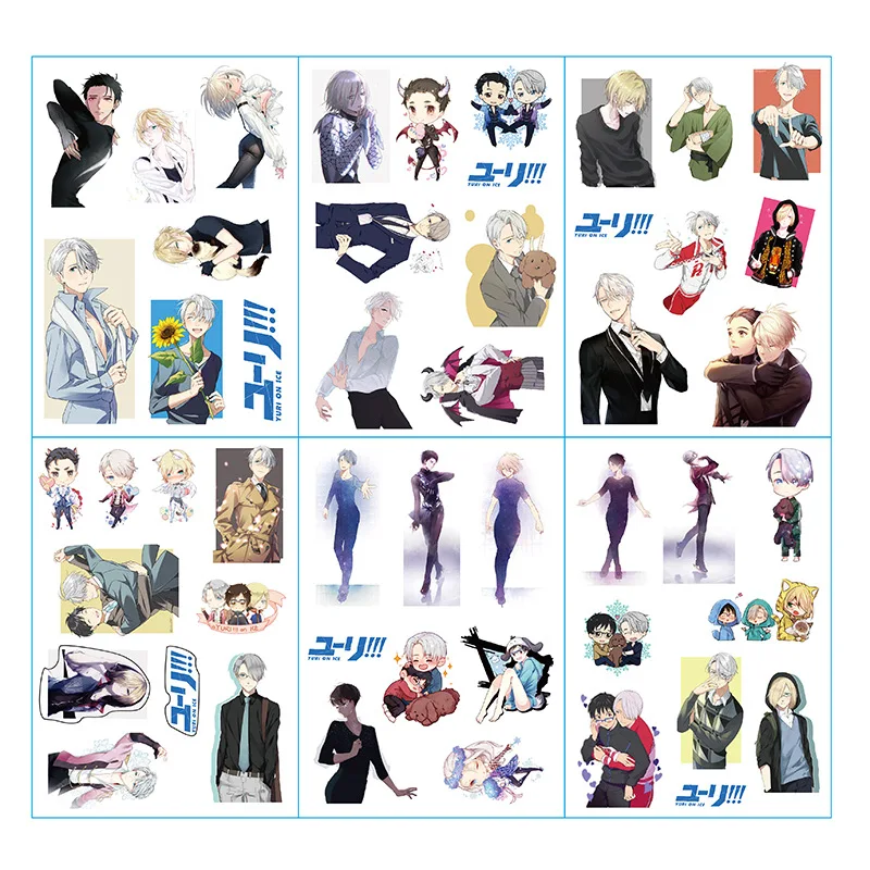 

6pcs/lot YURI!!! on ICE Anime Stickers Pegatinas Book Sticker Pack Classic Toys Skateboard Doodle Sticker Toys