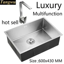 Многофункциональная кухонная ручная раковина одинарная Мойка посуда 304 из нержавеющей стали Горячая 600x430 мм