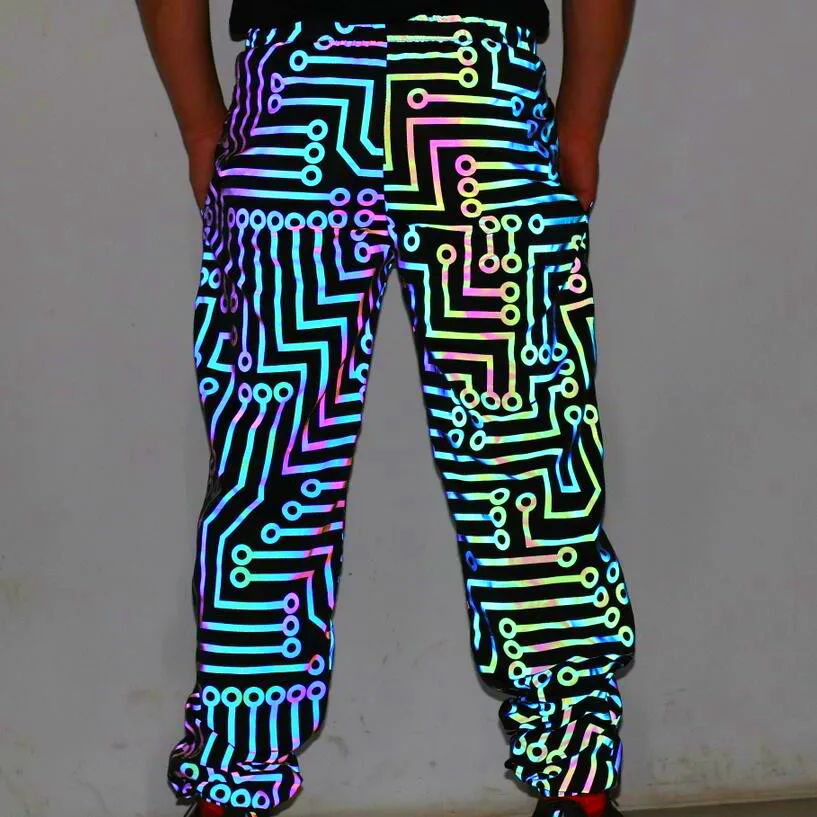 Men geometric circuit lines colorful reflective jackets hip hop windbreaker men's reflect light casual coats jaqueta masculina 5