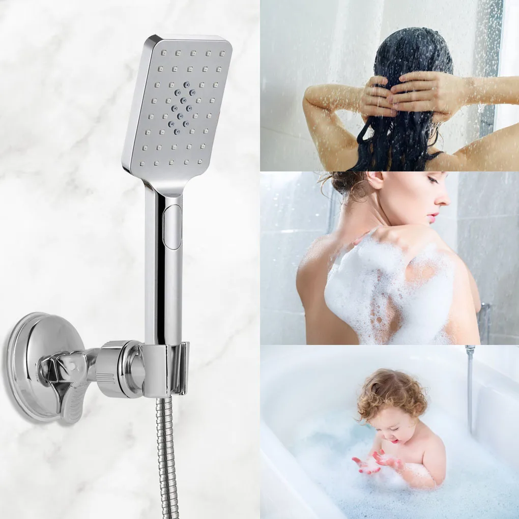 Shower Handset Head Holder Chrome Bath Wall Mounted Adjustable Suction Bracket 