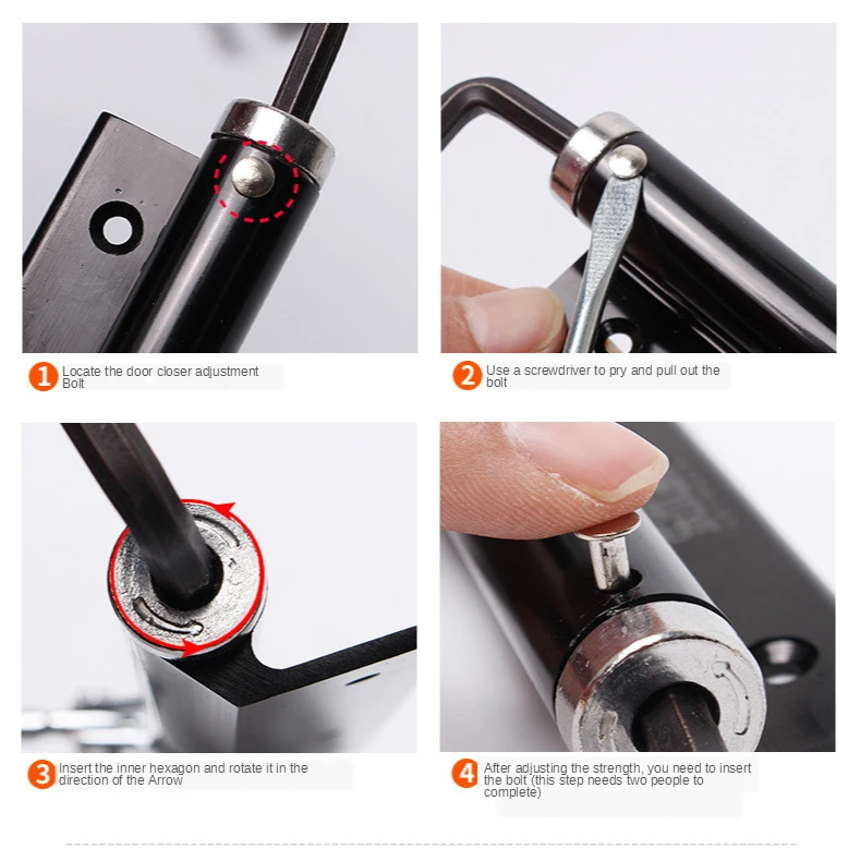 Adjustable Door Automatic Closer Stainless steel Spring Hinge Mounted for Office Hotel kitchen bathroom Wood Door Hardware