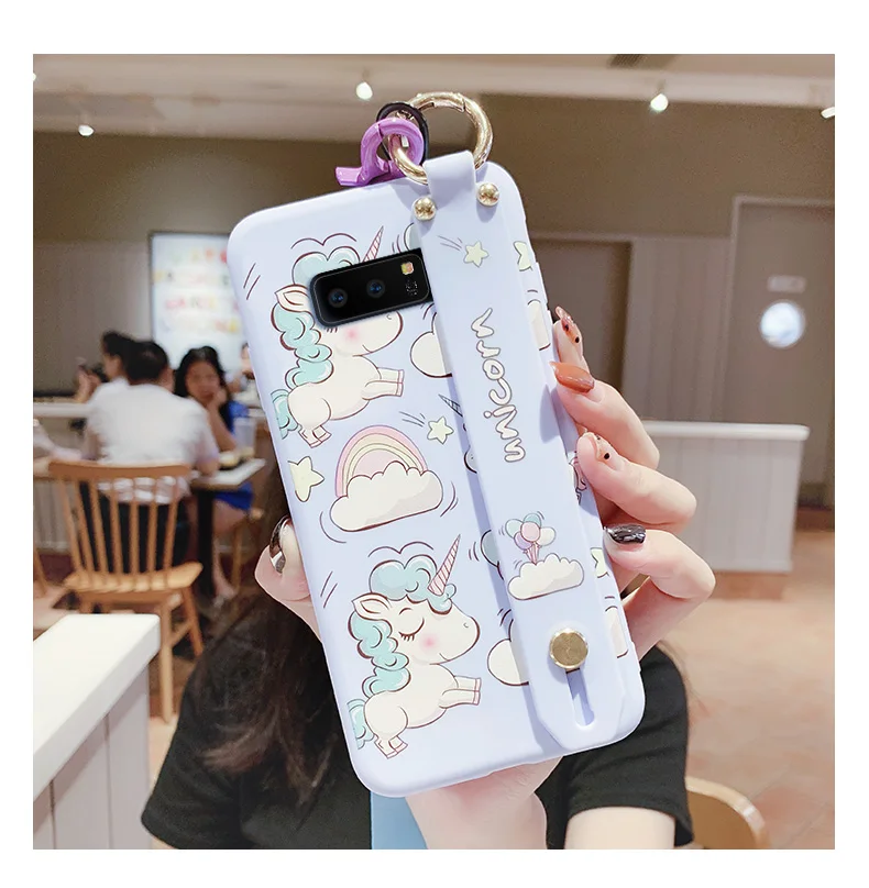 SAM S10 милый Doraemon ремешок чехол для телефона для samsung S10 plus/S9/S8 plus/Note 10 pro 8 9 мультяшная Маргаритка задняя крышка+ ремешок