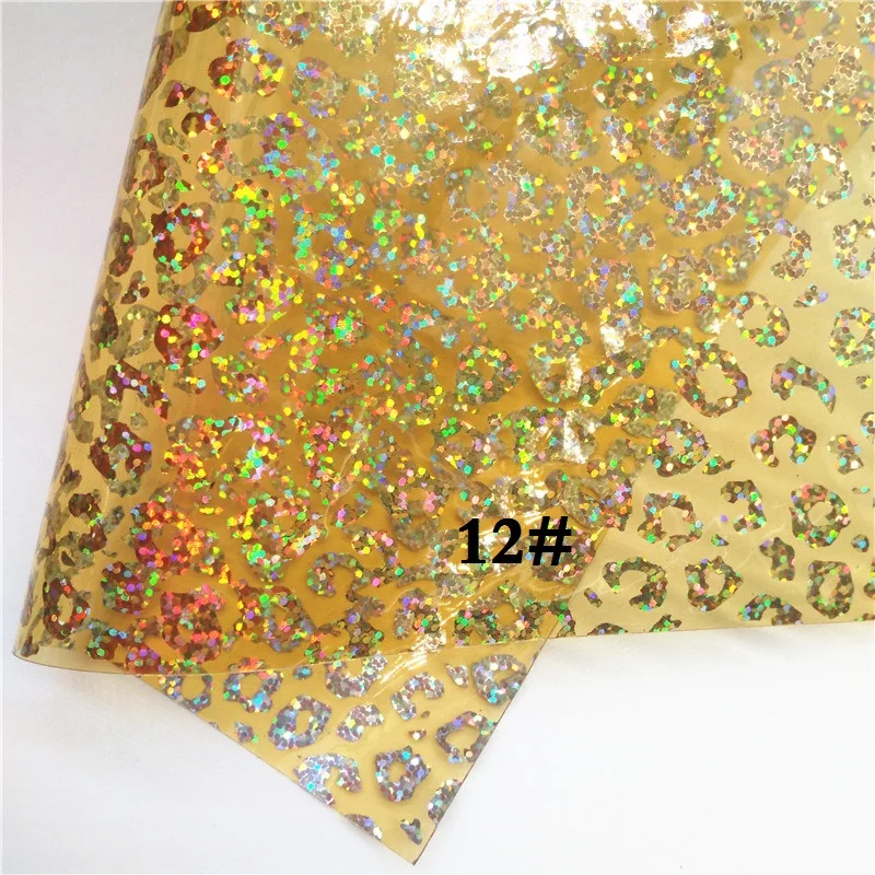 Glitterwishcome 21X29CM A4 Size See Through PVC, Leopard Printed Transprent Faux Leather Sheets for Bows, GM619A - Цвет: 12