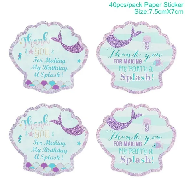 40PC mermaid sticker Счастливый плакат "с днем рождения" русалка украшение гирлянды ребенок 1-й плакат "с днем рождения" Бантинг я один Декор Русалка Вечерние принадлежности - Цвет: 40PC mermaid sticker