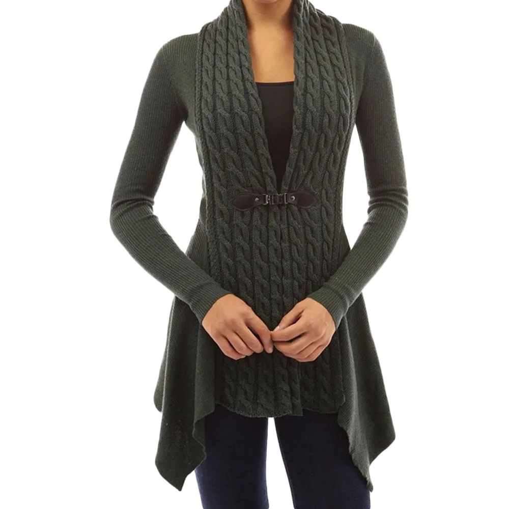 Jaycosin кардиганы для женщин твист вязаный свитер пальто осень с длинным рукавом элегантный повседневный размера плюс шикарные Стильные Свитера - Цвет: Зеленый