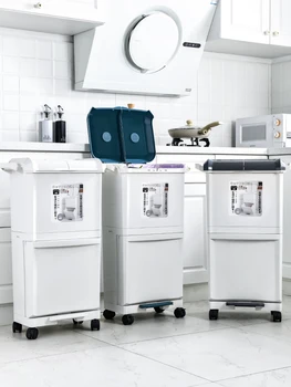 

Bathroom Trash Can Recycle Kitchen Trash Bin With Replacing Sorted Waste Bin Waste Separation Cubo Basura Waste Bin BA60LJ
