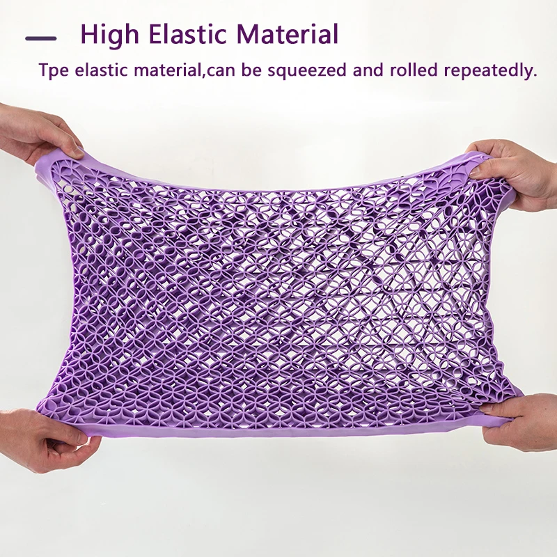 New TPE Cool Breathable Bed Pillow Protection Cervical Washable Pillows With Pillowcase For Neck Message Sleep Travel Purple 3