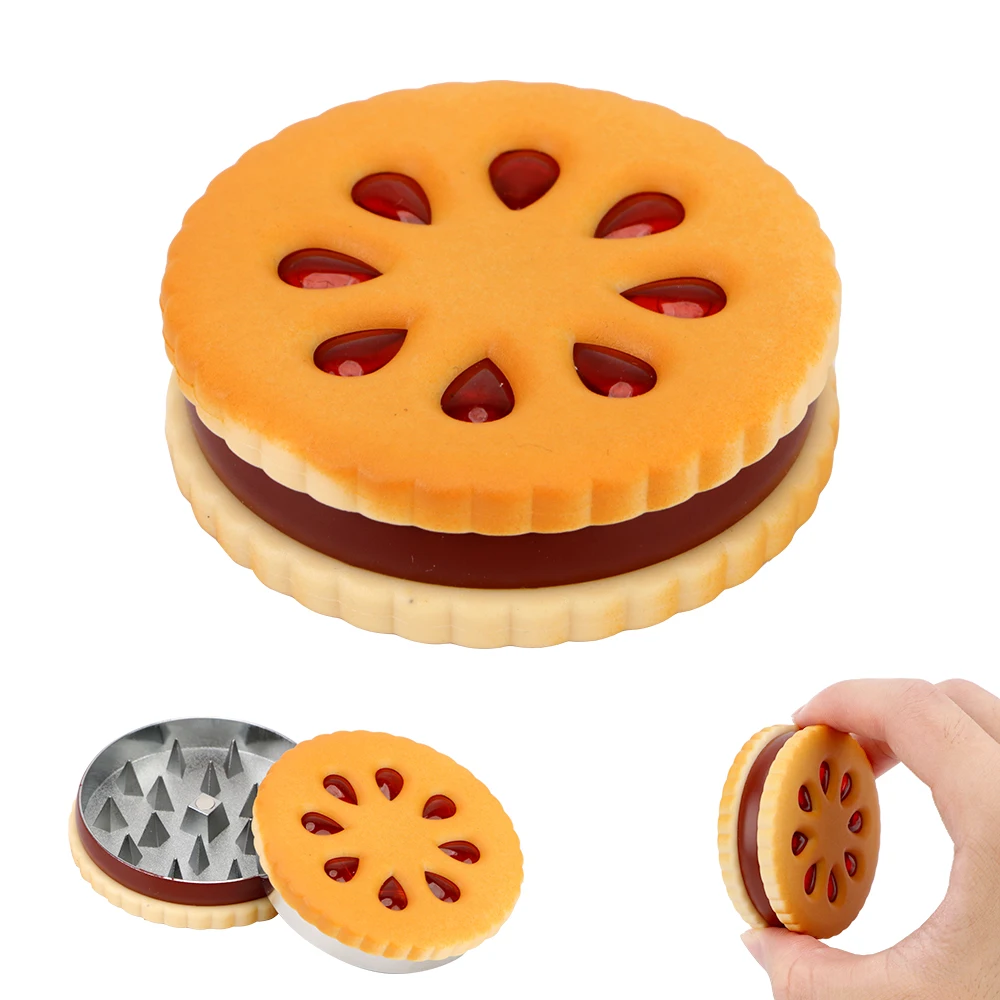 1PC Sharp Diamond Teeth Tobacco Crusher Biscuits Shaped 2 Layers Creative Spice Mill Pipe Smoking Grinders Herb Grinder | Дом и сад
