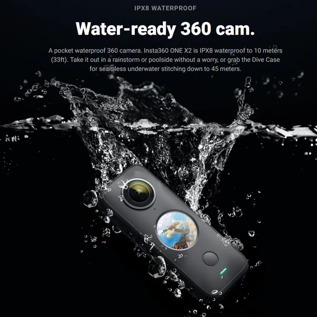 Insta360 One X2 Sport Panoramic Action Camera 5.7K Video 10M Waterproof  FlowState Stabilization 1630mAh Action Camera 2